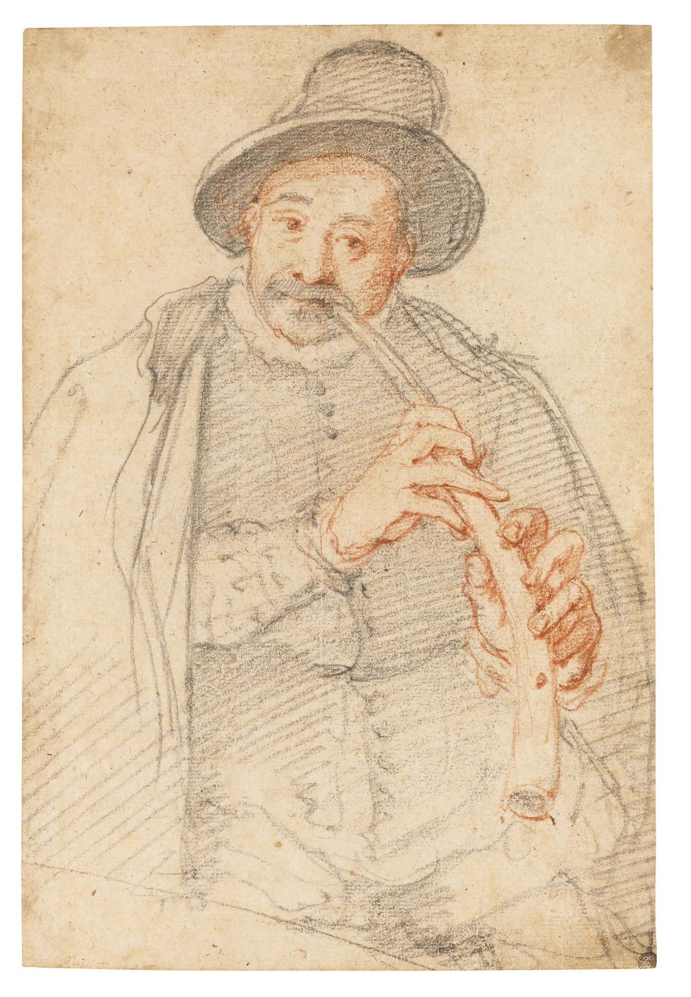 Federico Zuccaro - Portrait Of A Man Playing A Horn