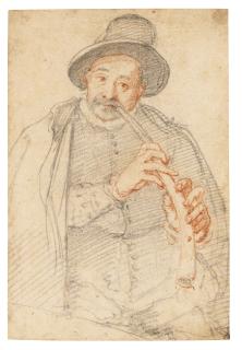 Federico Zuccaro - Portrait Of A Man Playing A Horn