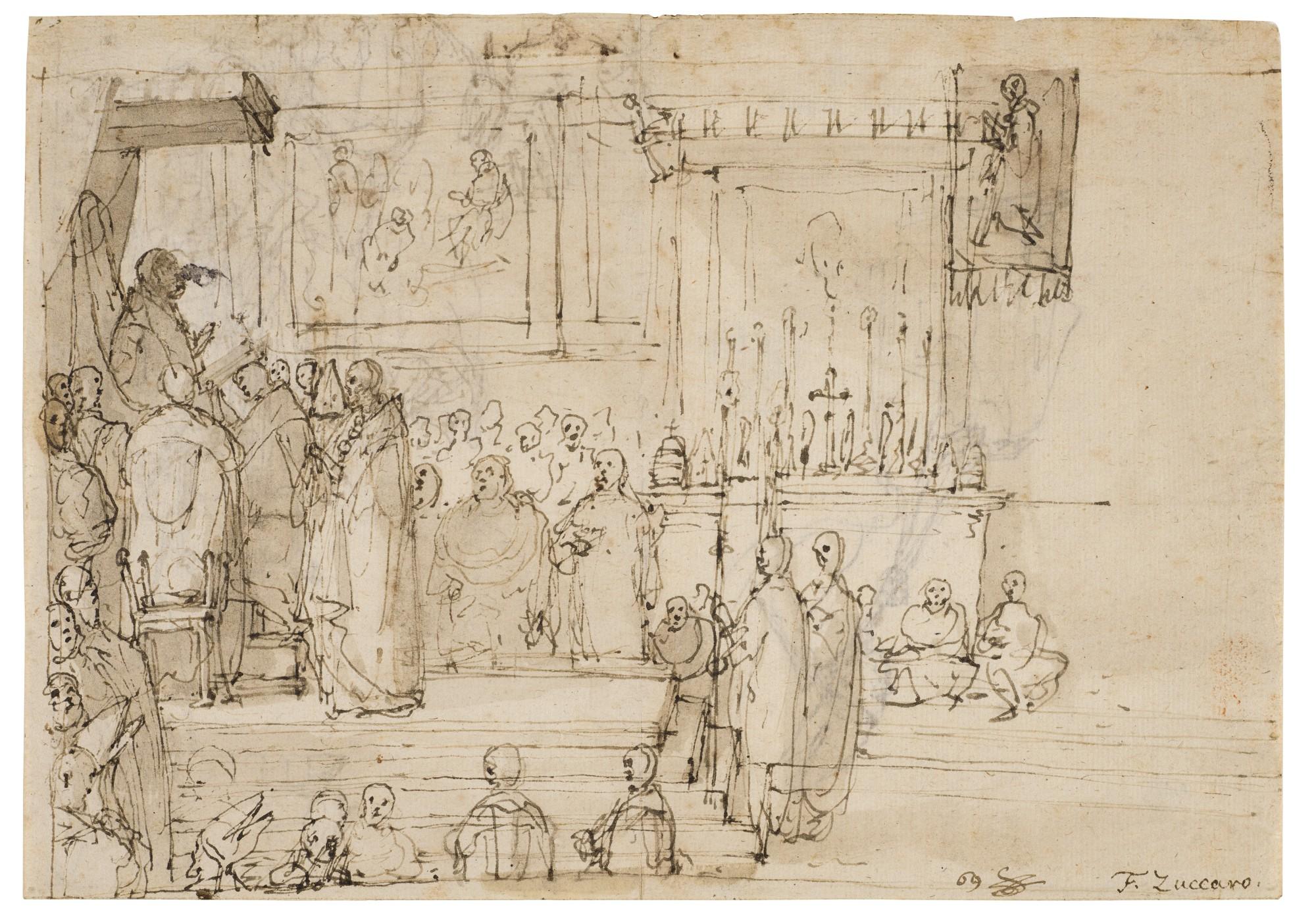 Federico Zuccaro - Recto and Verso: Studies for The Canonization of St. Hyacinth by Clement VIII
