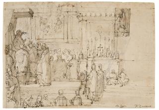Federico Zuccaro - Recto and Verso: Studies for The Canonization of St. Hyacinth by Clement VIII