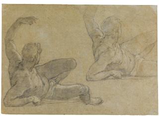 Federico Zuccaro - Two Studies Of A Reclining Male Nude, With His Left Arm Raised