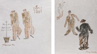 Fedor Semenovich Bogorodsky - Two Works From The Series Circus In Berlin And In The Café, Berlin