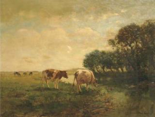 Fedor van Kregten - Cows By A Stream In A Polder Landscape