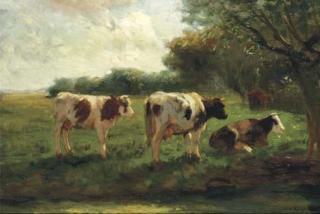 Fedor Van Kregten - Cows in a sunlit polder landscape