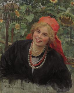 Fedot Sychkov - Peasant girl in red kerchief