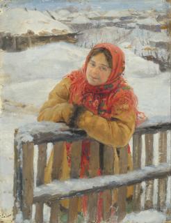 Fedot Sychkov - Young Woman In A Red Headscarf