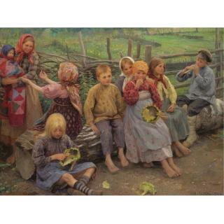 Fedot Vasilevich Sychkov - Children With Sunflowers