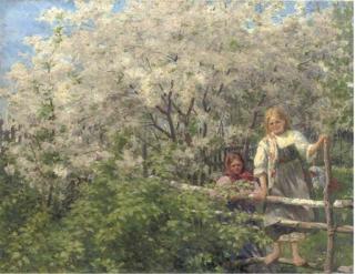 Fedot Vasil\'Evich Sychkov - Ukrainian Peasant Girls With Cherry Blossom