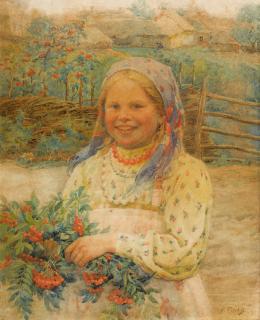 Fedot Vasilievich Sychkov - Girl with Rowan Berries