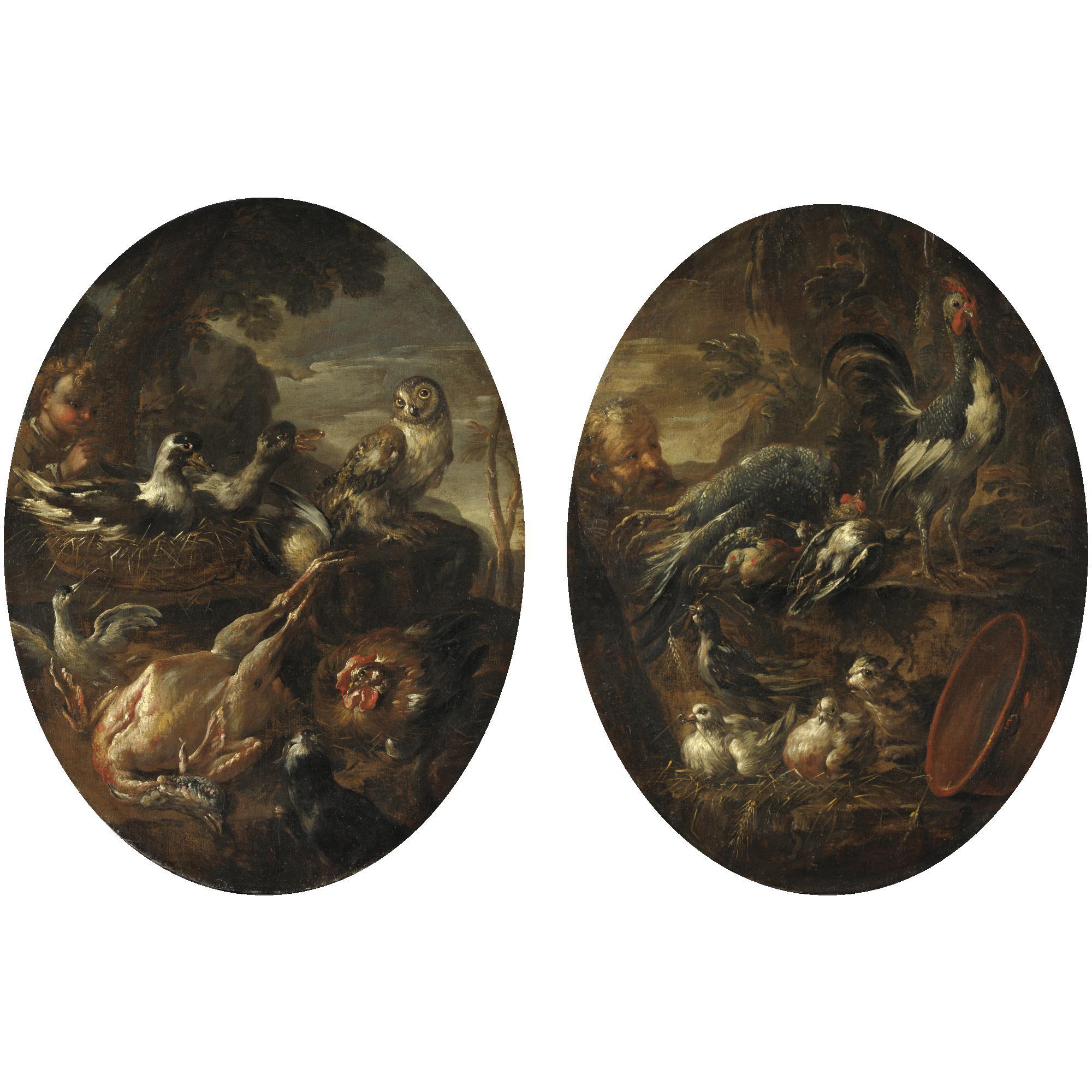 Felice Boselli - Nature Morte Con Volatili E Figure