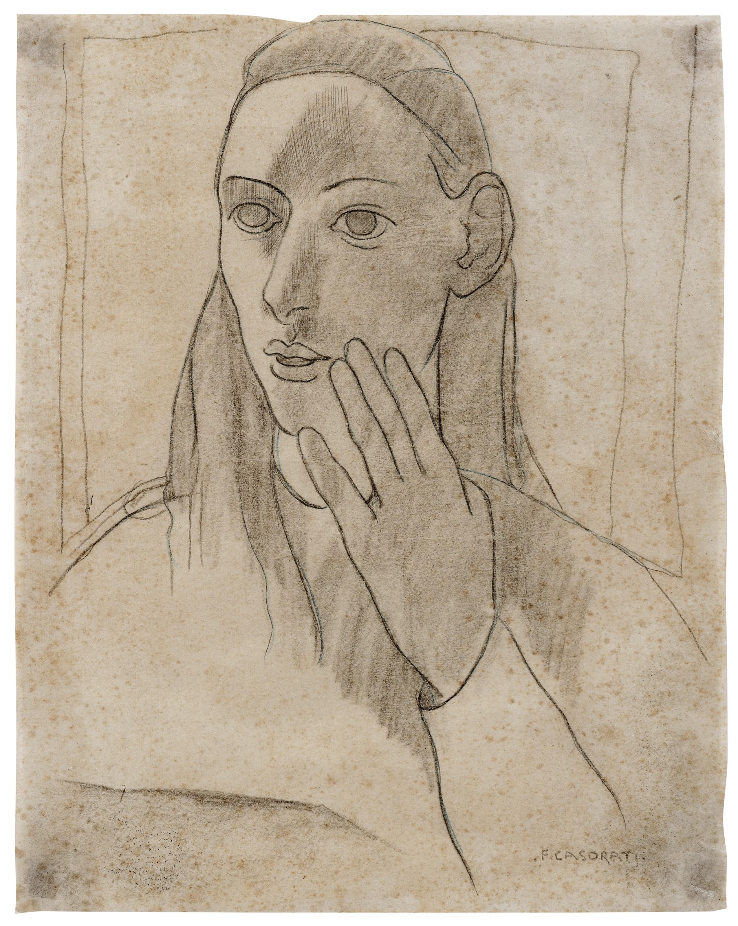 Felice Casorati - Figura con mano sul viso