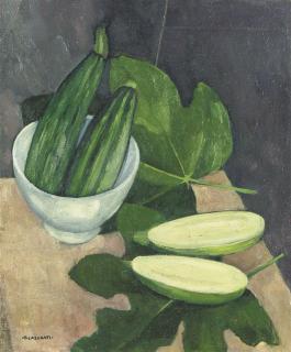 Felice Casorati - Scodella e zucchini