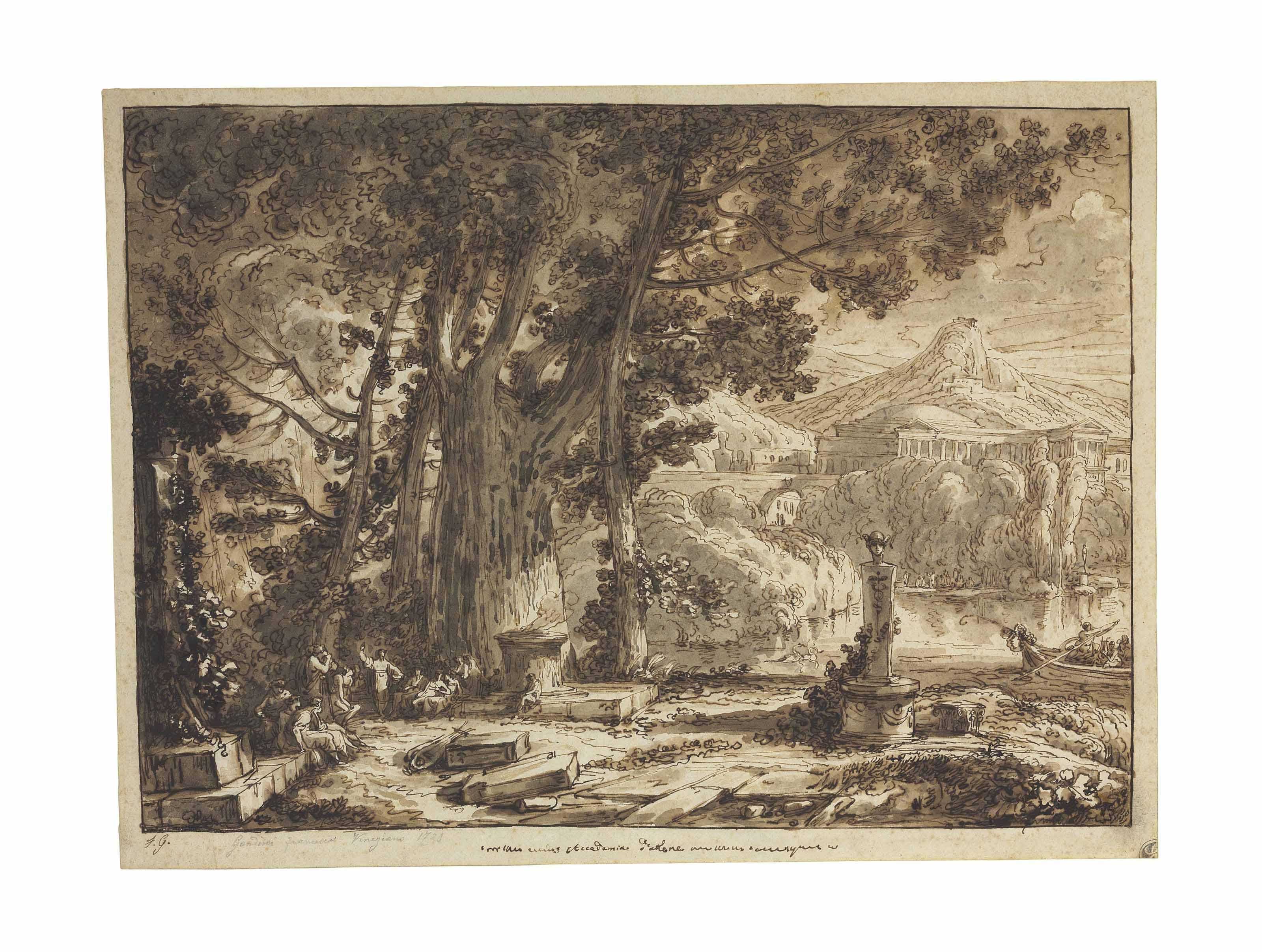 Felice Giani - A Classical Landscape With Figures