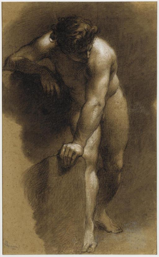 Felice Giani - Académie d\'homme nu, la main appuyée sur un rocher