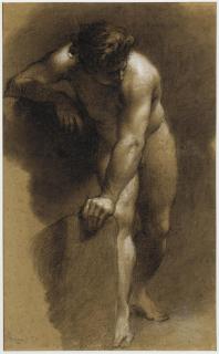 Felice Giani - Académie d\'homme nu, la main appuyée sur un rocher