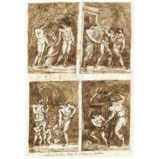 Felice Giani - Recto: Four Biblical Scenes Verso: Decorative Designs