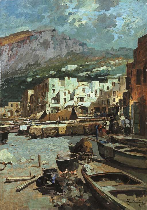 Felice Giordano - Capri, notturno a Marina Piccola