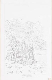 Félicien Rops - Des blanchisseuses au bord d\'une rivière