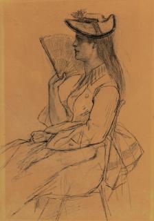 Félicien Rops - Femme Assise De Profil À L\'Éventail