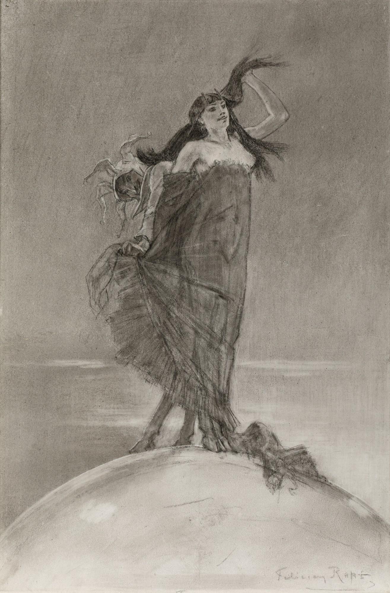 Félicien Rops - La Femme et la Folie dominant le monde