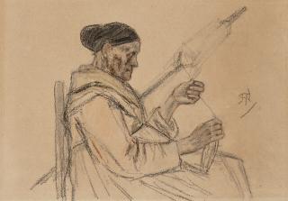 Félicien Rops - La vieille fileuse