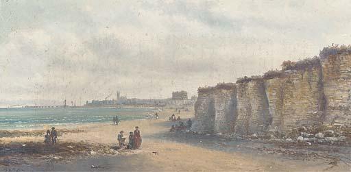 Felix A. Rezia - Elegant figures on the beach; and On the beach at low tide