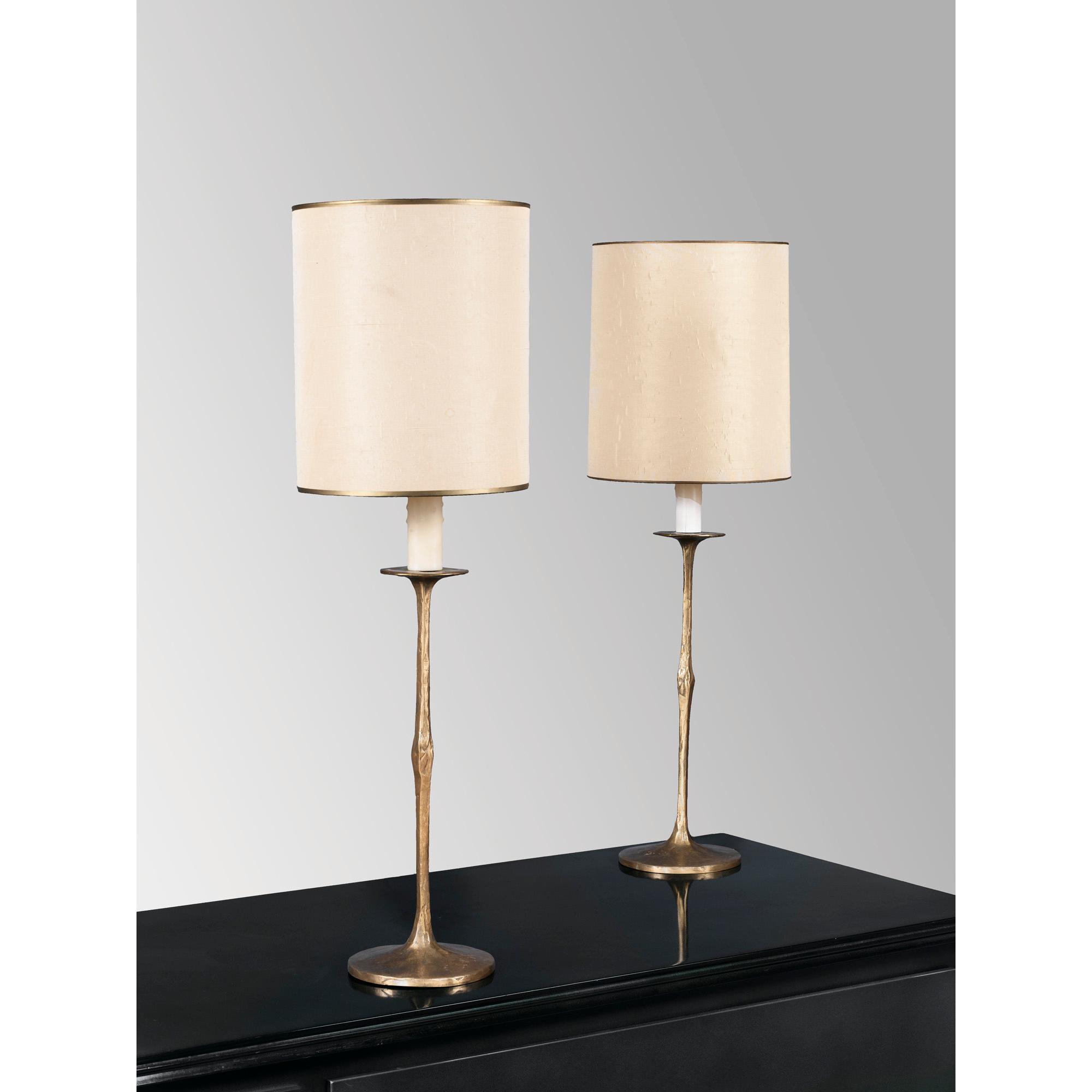 Félix Agostini - Paire De Lampes De Table Bougeoirs, Vers 1955