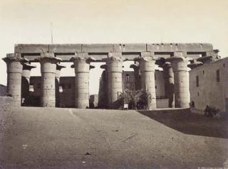 Felix Bonfils - Philae - Vue générale du Temple Isis avec palmiers (Egypte); et Grande colonnade de Louqsor (Egypte)
