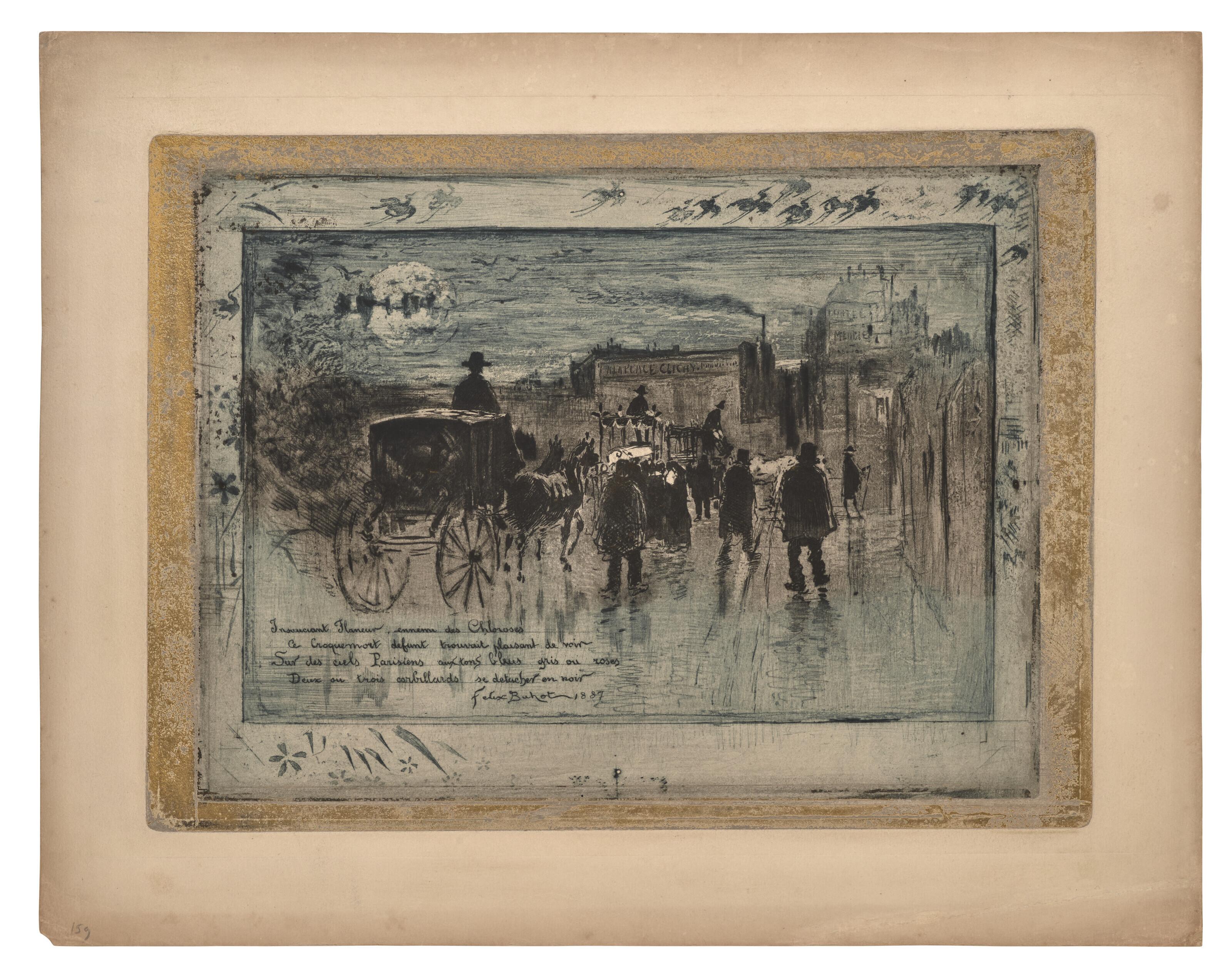 Felix Buhot - Convoi funèbre au boulevard de Clichy