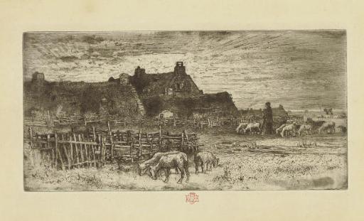 Felix Buhot - Les bergeries, soleil couchant (Bourcard & Goodfriend 151)