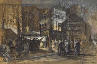 Félix Buhot - Une Scène Nocturne Avec Le Boulevard Montmartre, la Taverne du Bagne Et la Ménagerie Pezon Au Fond