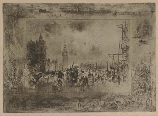 Felix Buhot - Westminster Bridge ou Westminster Clock Tower (B. 156)