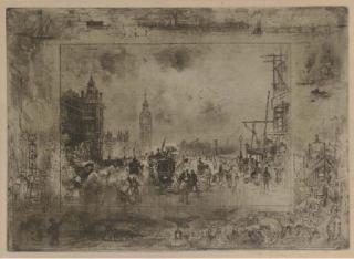 Felix Buhot - Westminster Bridge ou Westminster Clock Tower (B. 156)
