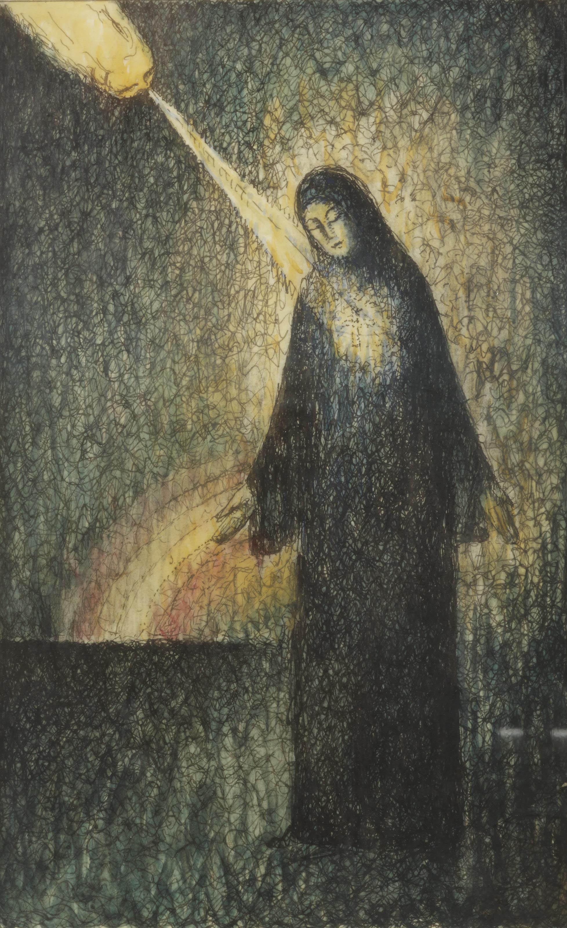 Félix Elie Tobeen - Femme éclairée par un arc en ciel