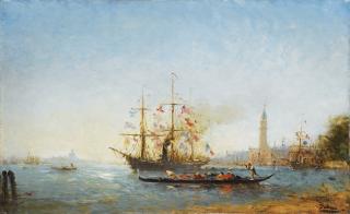 Félix-François-Georges-Philibert Ziem - Coup De Canon Dans Le Bassin, Venise