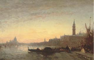 Félix François Georges Philibert Ziem - Gondolas At Dusk
