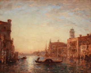 Félix François Georges Philibert Ziem - Gondole traversant Le Grand Canal, Venise