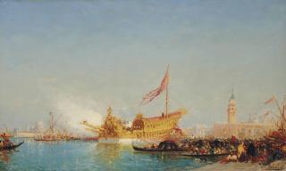 Félix-François-Georges-Philibert Ziem - Le Bucentaure Vu Du Quai Des Esclavons À Venise
