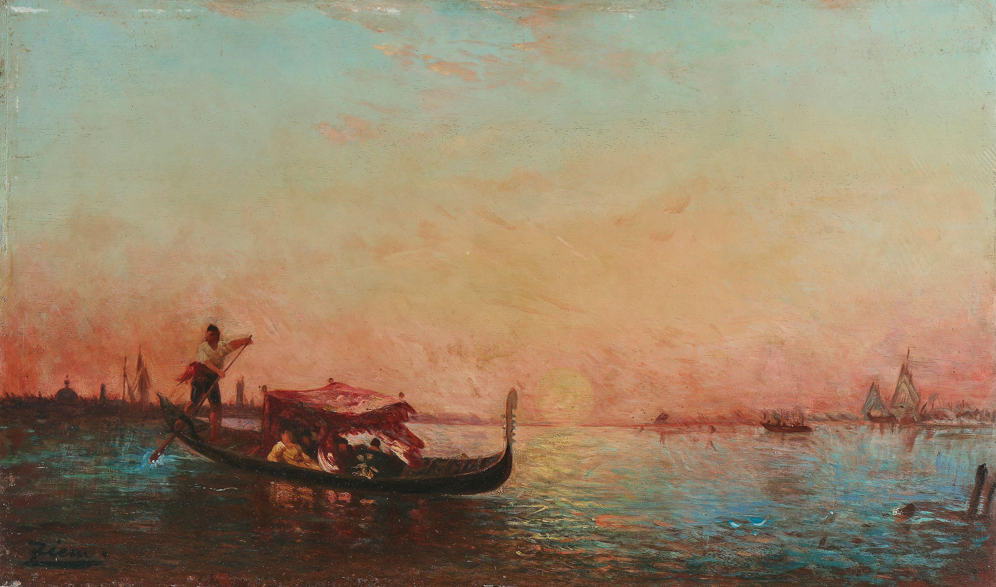 Félix François Georges Philibert Ziem - Promenade en gondole sur la lagune