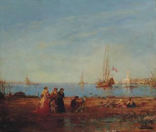 Felix Francois Philibert Georges Ziem - Le peintre devant le grand bassin, Venise