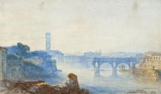 Félix François Philibert Georges Ziem - The Ponte Rotto at dusk