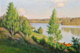 Felix Frang-Pahlama - Summer Landscape With Rowing Boats.