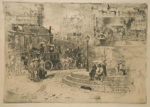 Felix Hilaire Buhot - La Place Pigalle En 1878 (B/G 129)
