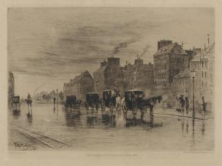 Félix-Hilaire Buhot - Une Matinée d\'Hiver au Quai de l\'Hôtel Dieu