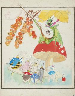 Felix Lorioux - A cricket singing on top of a mushroom