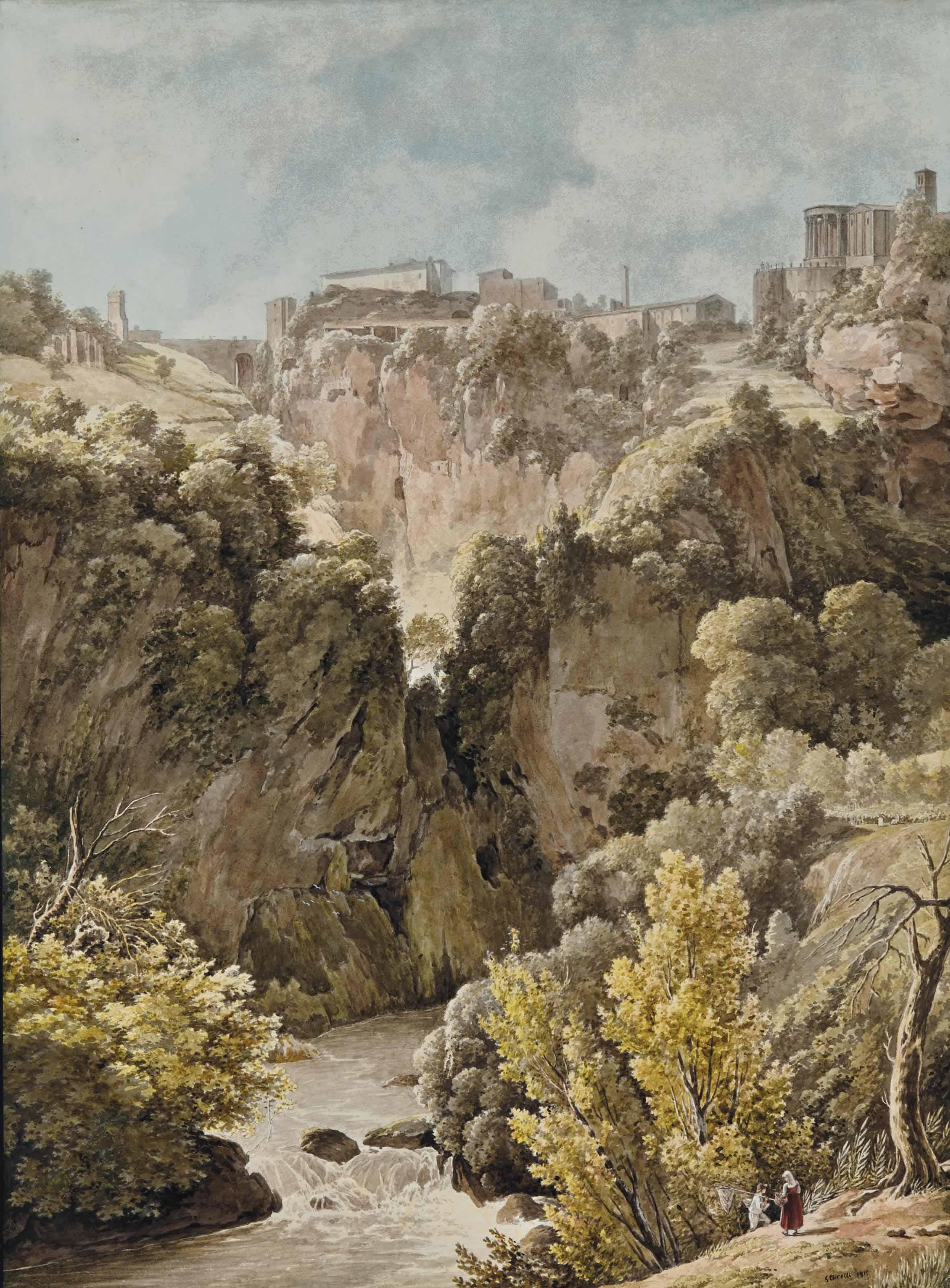 Félix-Marie-Ferdinand Storelli - Les Chutes De Tivoli Avec Le Temple De Vesta