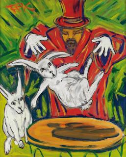 Felix Samuel Pfefferkorn - Magician\'s attempt to let the rabbit soar