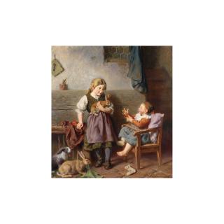 Felix Schlesinger - Children Playing With Rabbits
