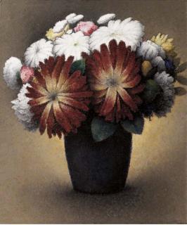 Felix Tobeen - A still life with dahlias in a vase