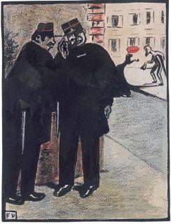 Felix Vallotton - Bougeons pas, c\'est la femme du commissaire (Pour L\'Assiette au Beurre, no. 48, 1 mars 1902)